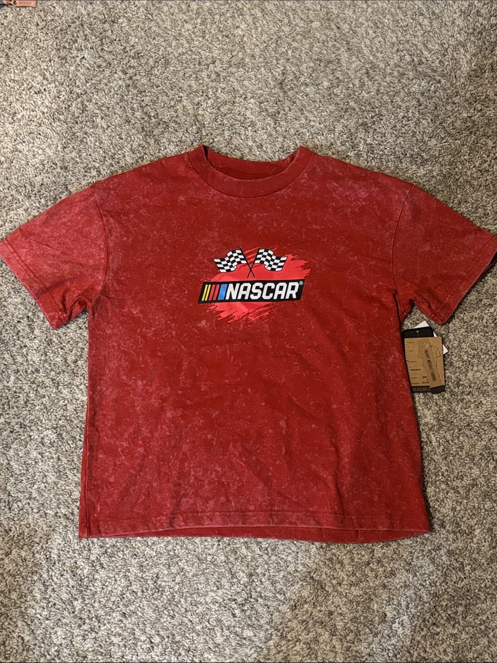 Nascar Red Graphic Tee Crop Fit Small